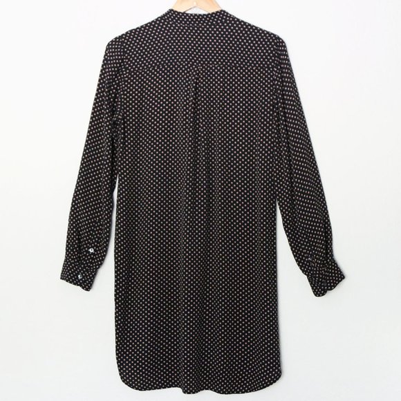Madewell Black Cream Polka Dot 100% Viscose Long Sleeves Tunic Shirt Dress S - Picture 6 of 14